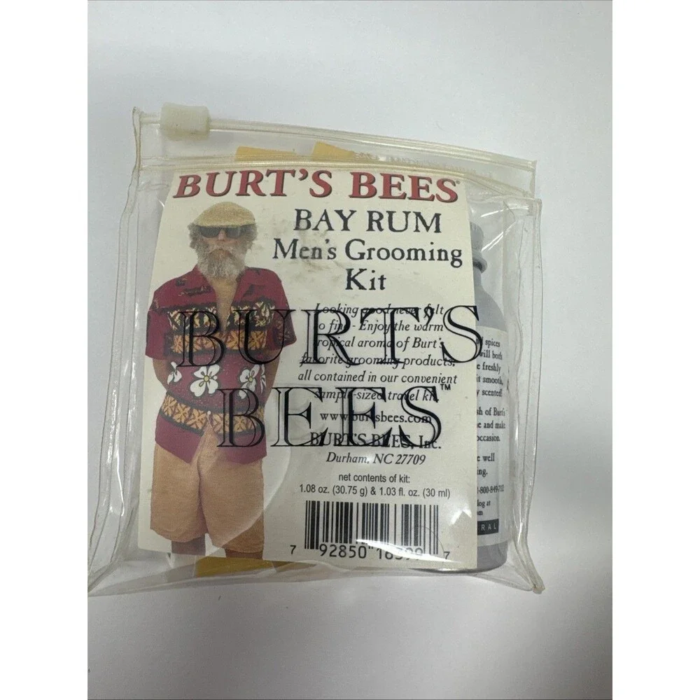 VTG 4pc BURT'S BEES Bay Rum Grooming Kit Travel Size Aftershave Balm Cologne Cre